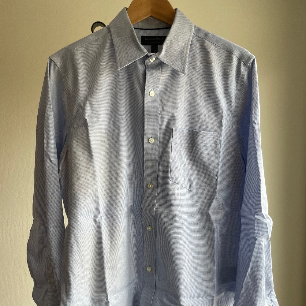Men's Banana Republic Pale Blue Non-iron Slim Fit Dress/Casual Button-down